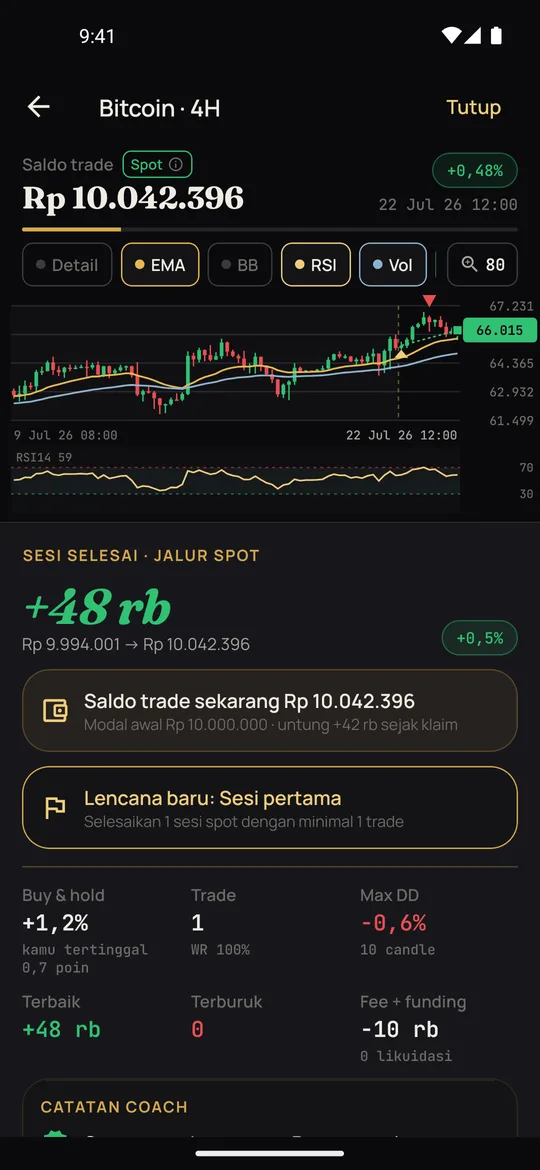 Lihat hasil dan catatan coach